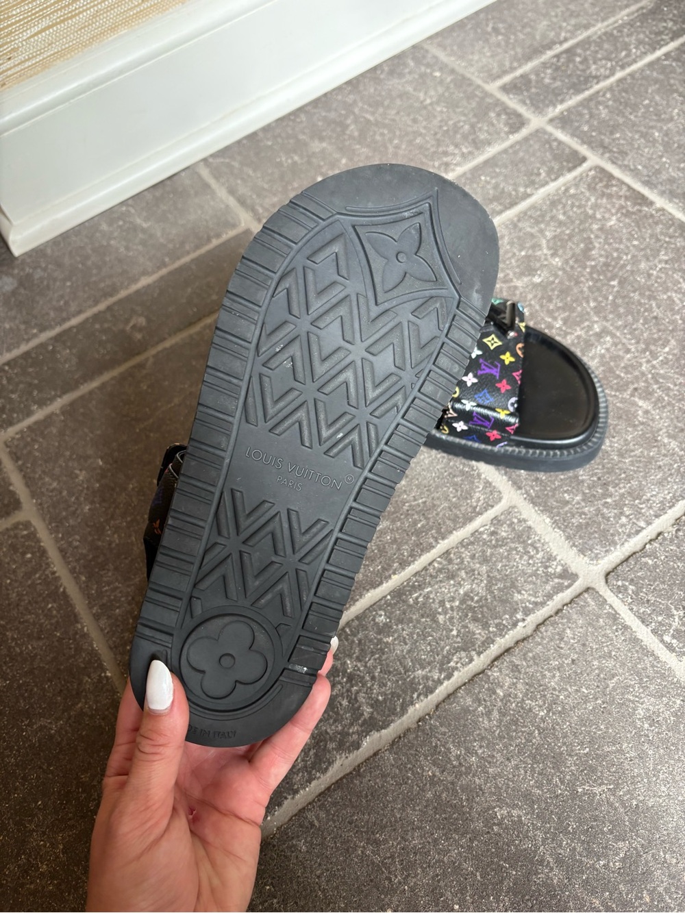 Louis Vuitton Black Multicolor Monogram Sandals - Picture 3 of 4
